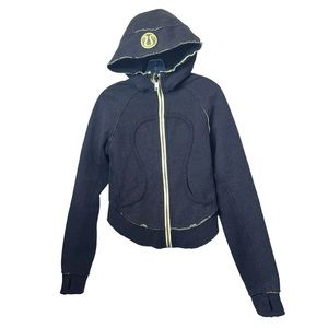Lululemon RARE Scuba 8 Raw Edge Round Hem Hoodie Jacket Zip Cotton Fleece Ribbed